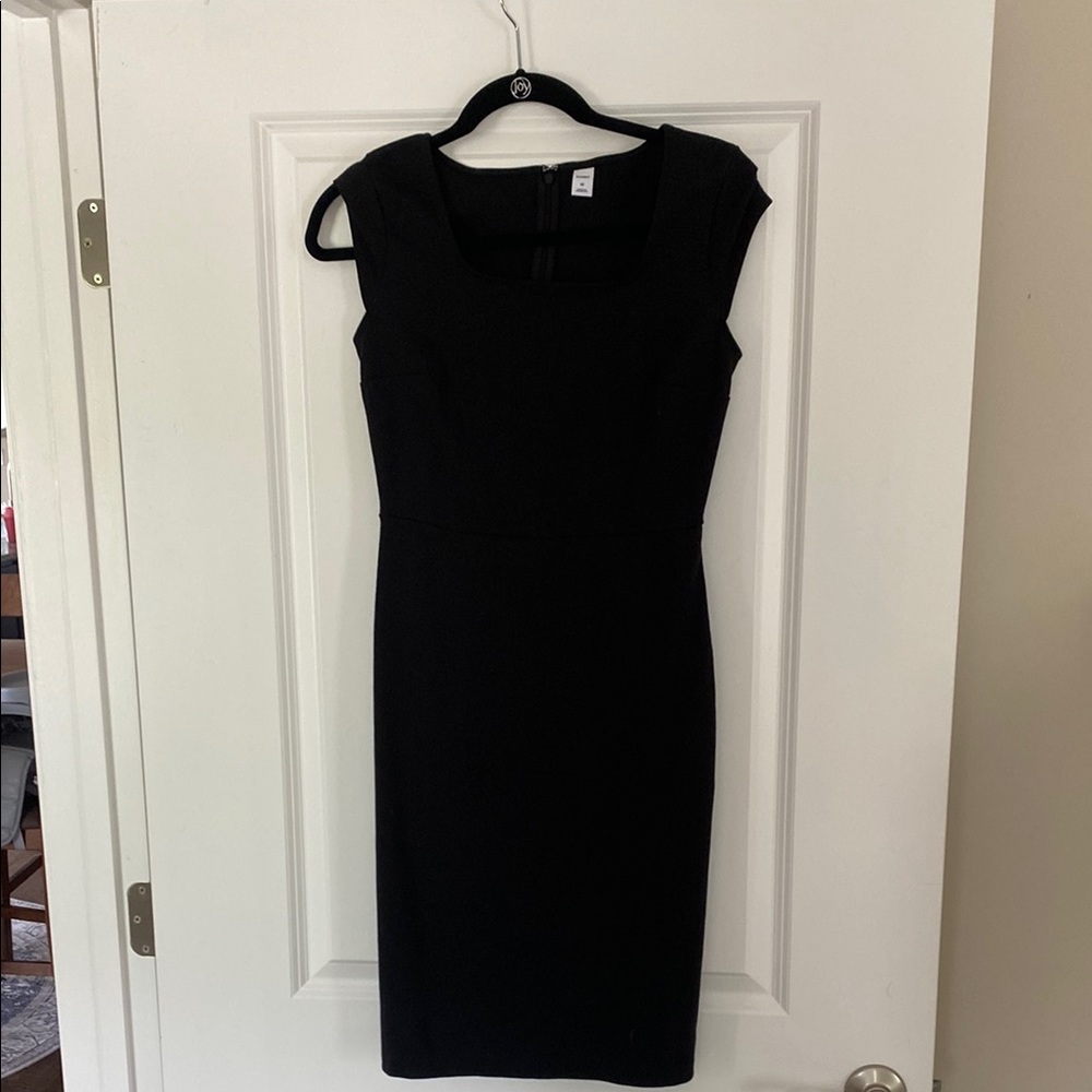 Old Navy Black Sheath Midi Dress Sleeveless Square Neck